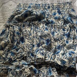 MISA Los Angeles Navy and Cream Floral A-Line Skirt